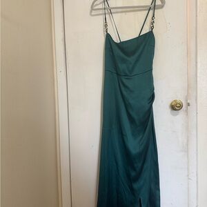 Zara Blue Midi Slip Dress with Spaghetti Straps for Wedding Guest